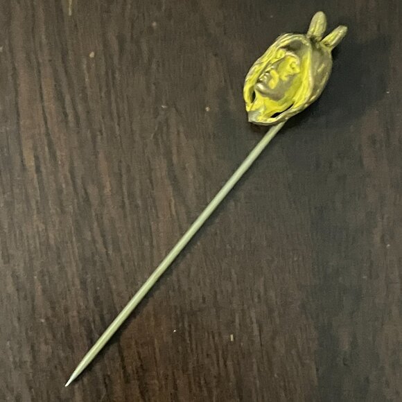 Antique Yellow Painted Native American Man Stick / Hat / Tie Pin - Picture 5 of 7